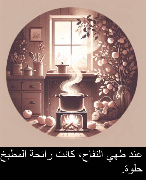 رائحة: عند طهي التفاح، كانت رائحة المطبخ حلوة.