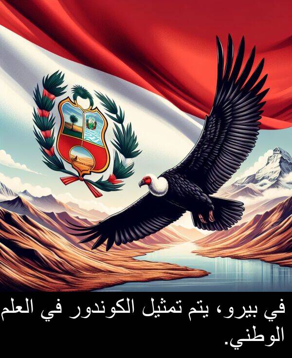 يتم: في بيرو، يتم تمثيل الكوندور في العلم الوطني.