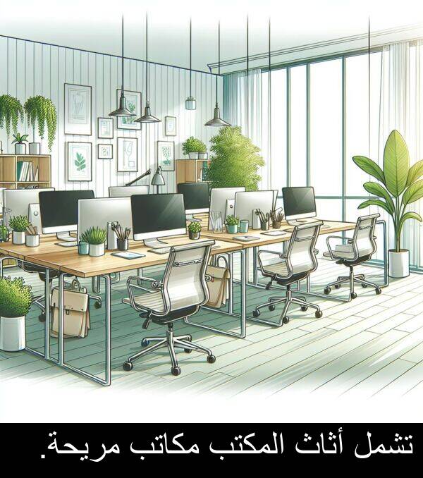 أثاث: تشمل أثاث المكتب مكاتب مريحة.