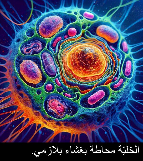 بغشاء: الخليّة محاطة بغشاء بلازمي.
