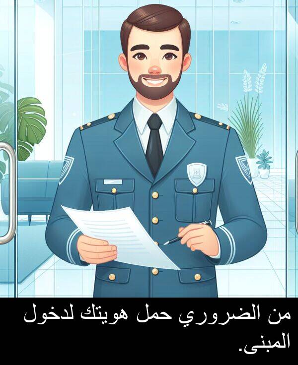 لدخول: من الضروري حمل هويتك لدخول المبنى.