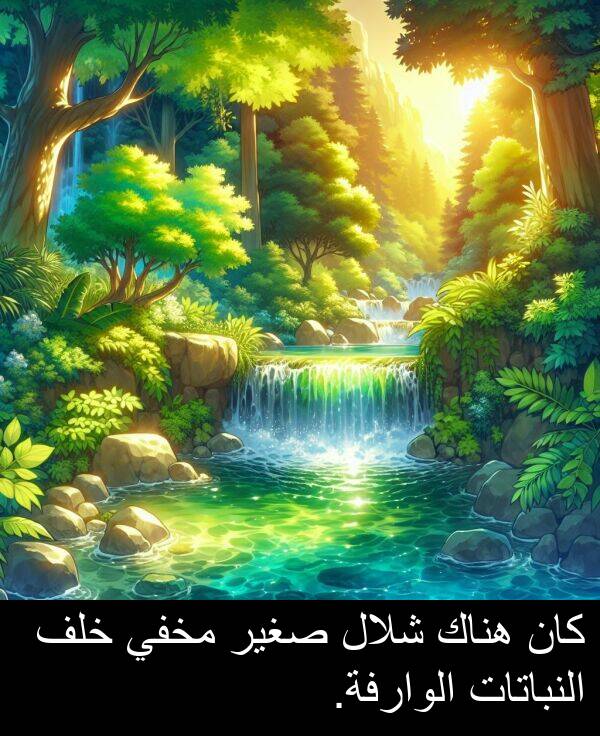 صغير: كان هناك شلال صغير مخفي خلف النباتات الوارفة.