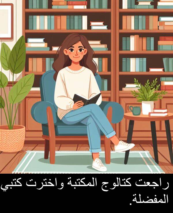 واخترت: راجعت كتالوج المكتبة واخترت كتبي المفضلة.