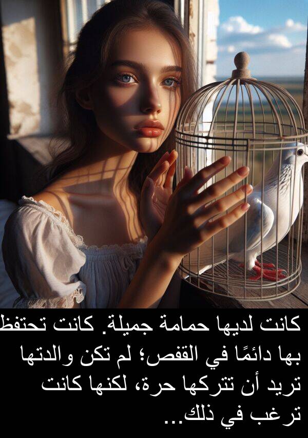 لديها: كانت لديها حمامة جميلة. كانت تحتفظ بها دائمًا في القفص؛ لم تكن والدتها تريد أن تتركها حرة، لكنها كانت ترغب في ذلك...
