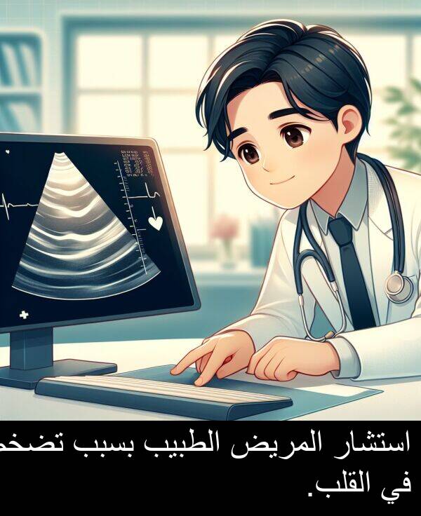 المريض: استشار المريض الطبيب بسبب تضخم في القلب.
