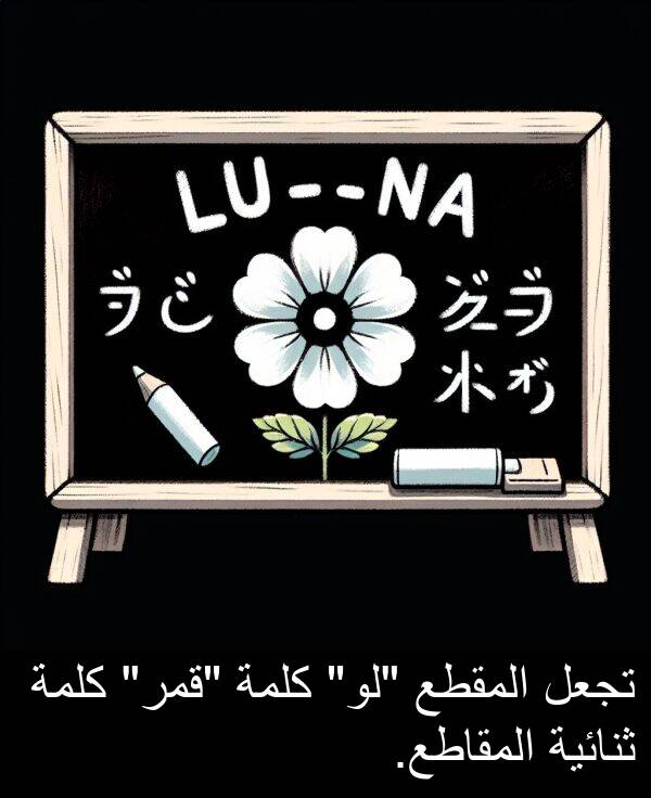 كلمة: تجعل المقطع "لو" كلمة "قمر" كلمة ثنائية المقاطع.