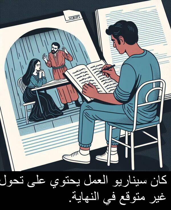 يحتوي: كان سيناريو العمل يحتوي على تحول غير متوقع في النهاية.