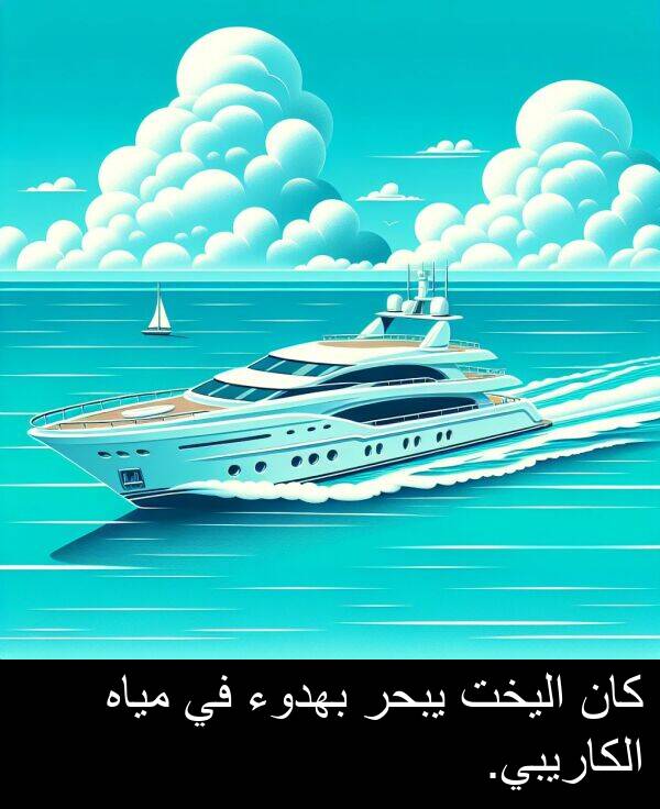 يبحر: كان اليخت يبحر بهدوء في مياه الكاريبي.