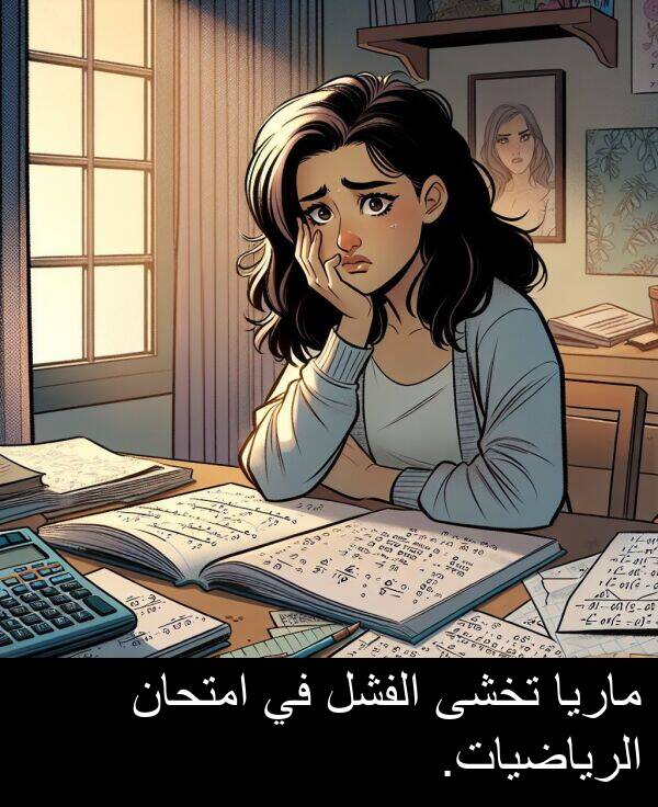 الرياضيات: ماريا تخشى الفشل في امتحان الرياضيات.