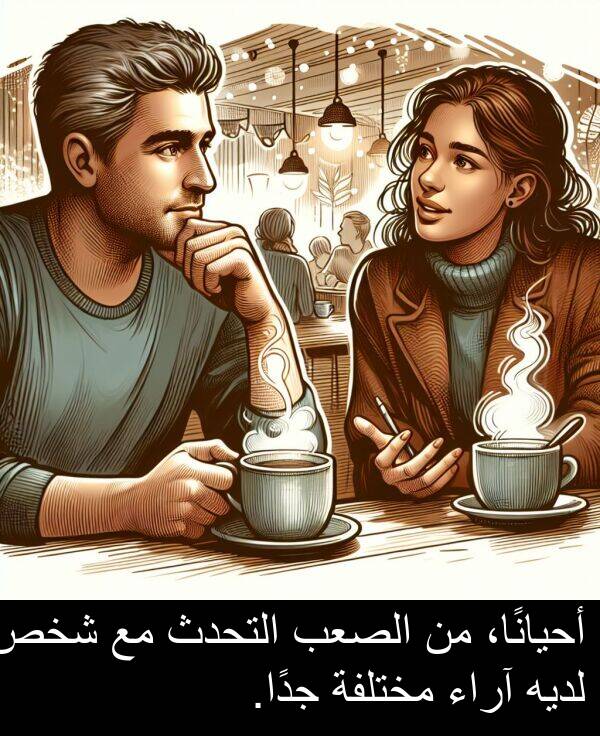 آراء: أحيانًا، من الصعب التحدث مع شخص لديه آراء مختلفة جدًا.