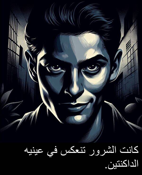 عينيه: كانت الشرور تنعكس في عينيه الداكنتين.