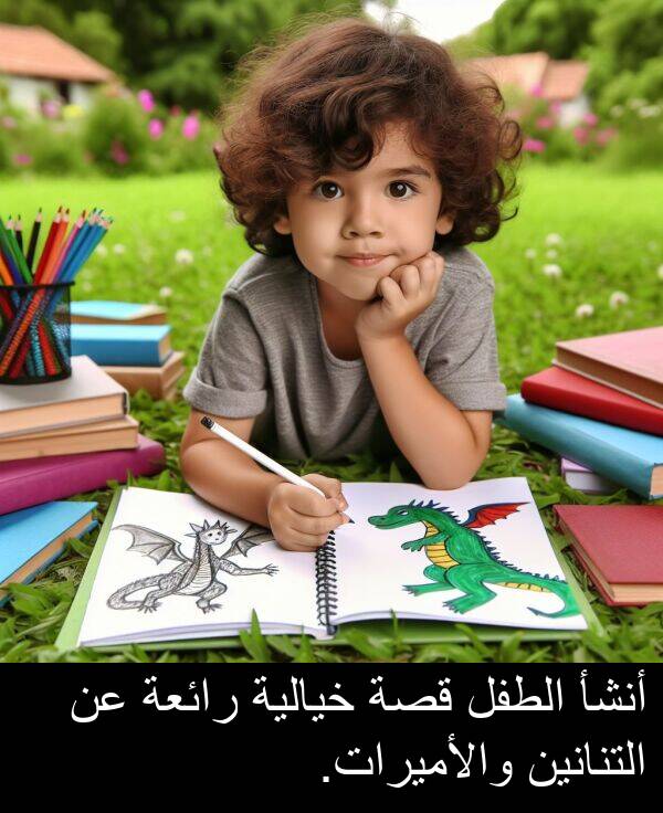 والأميرات: أنشأ الطفل قصة خيالية رائعة عن التنانين والأميرات.