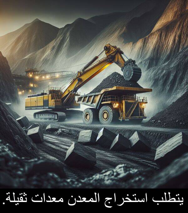 يتطلب: يتطلب استخراج المعدن معدات ثقيلة.