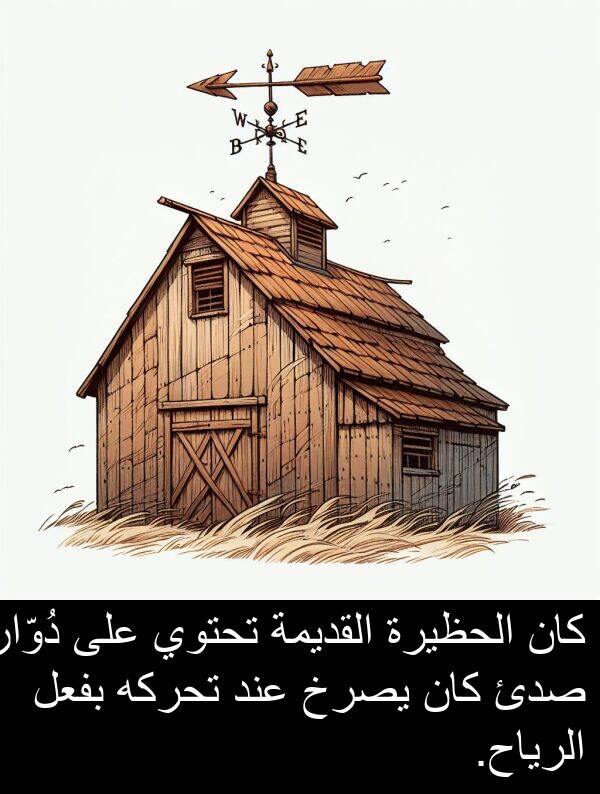 صدئ: كان الحظيرة القديمة تحتوي على دُوّار صدئ كان يصرخ عند تحركه بفعل الرياح.
