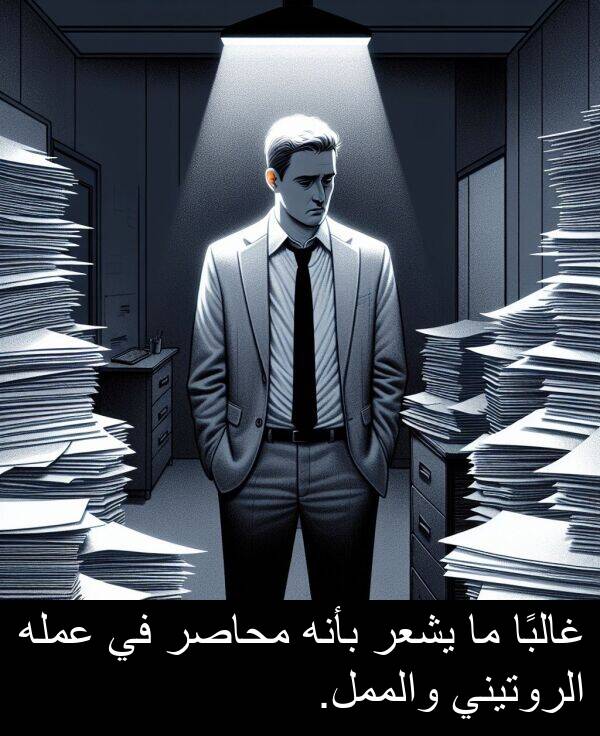 غالبًا: غالبًا ما يشعر بأنه محاصر في عمله الروتيني والممل.