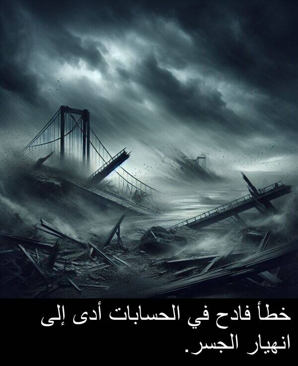 أدى: خطأ فادح في الحسابات أدى إلى انهيار الجسر.