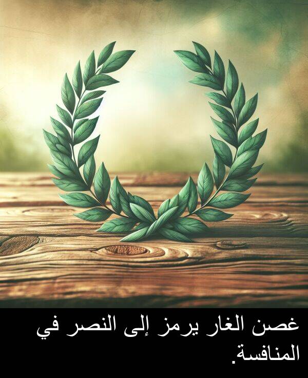 يرمز: غصن الغار يرمز إلى النصر في المنافسة.