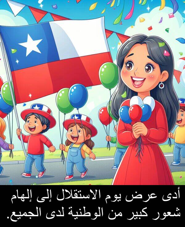 أدى: أدى عرض يوم الاستقلال إلى إلهام شعور كبير من الوطنية لدى الجميع.