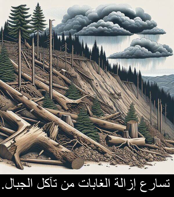 إزالة: تسارع إزالة الغابات من تآكل الجبال.