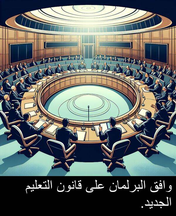 وافق: وافق البرلمان على قانون التعليم الجديد.