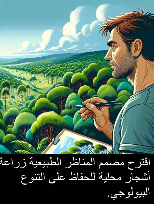 للحفاظ: اقترح مصمم المناظر الطبيعية زراعة أشجار محلية للحفاظ على التنوع البيولوجي.