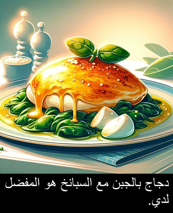 دجاج: دجاج بالجبن مع السبانخ هو المفضل لدي.