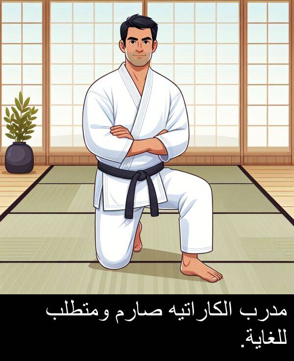صارم: مدرب الكاراتيه صارم ومتطلب للغاية.