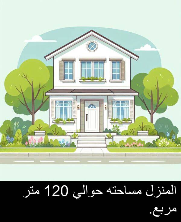 المنزل: المنزل مساحته حوالي 120 متر مربع.