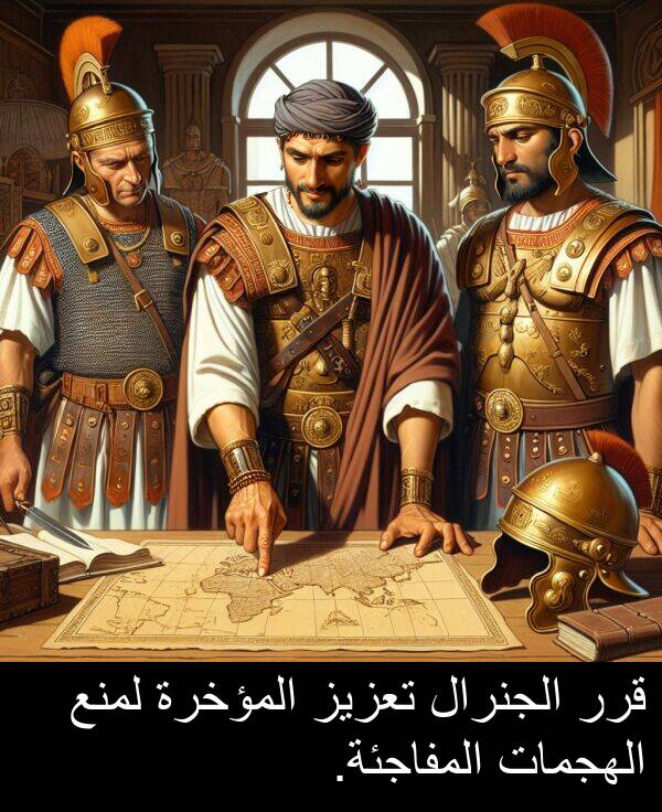 المؤخرة: قرر الجنرال تعزيز المؤخرة لمنع الهجمات المفاجئة.