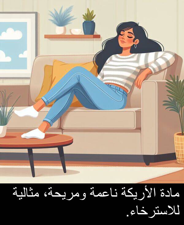 للاسترخاء: مادة الأريكة ناعمة ومريحة، مثالية للاسترخاء.