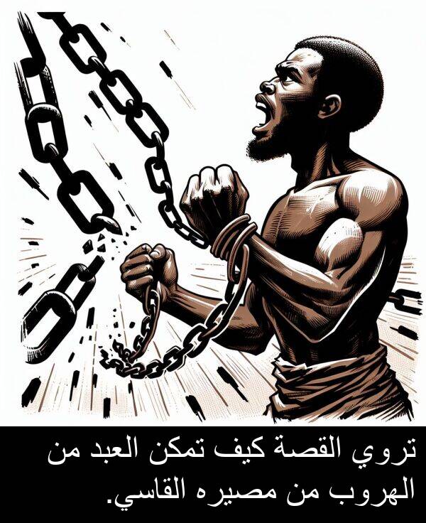 كيف: تروي القصة كيف تمكن العبد من الهروب من مصيره القاسي.