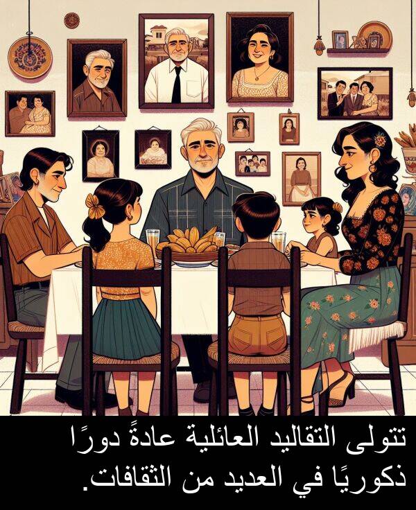 عادةً: تتولى التقاليد العائلية عادةً دورًا ذكوريًا في العديد من الثقافات.