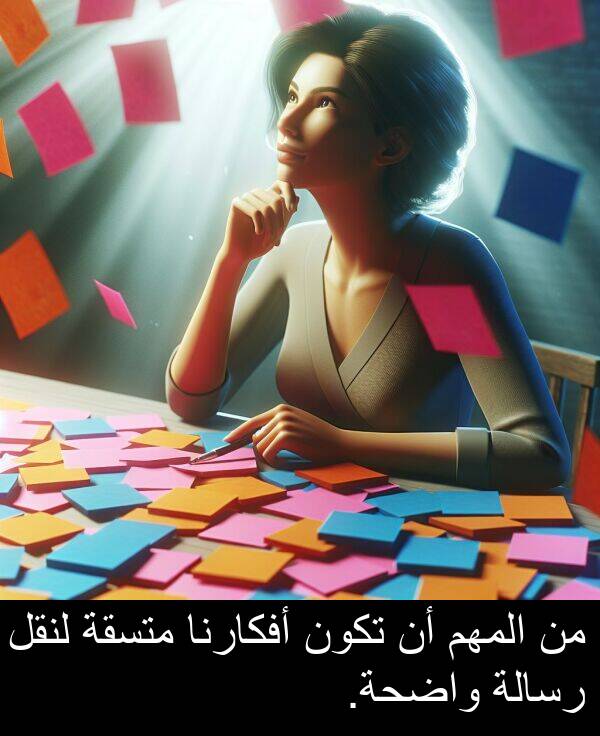 واضحة: من المهم أن تكون أفكارنا متسقة لنقل رسالة واضحة.