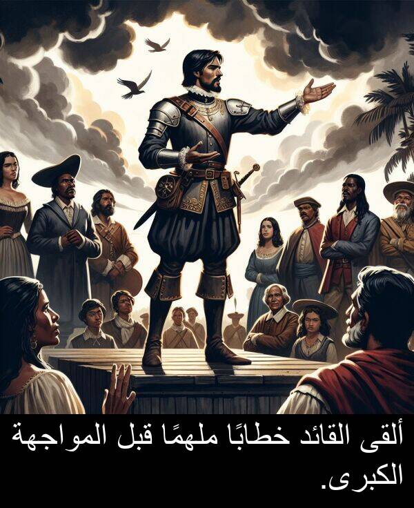 الكبرى: ألقى القائد خطابًا ملهمًا قبل المواجهة الكبرى.