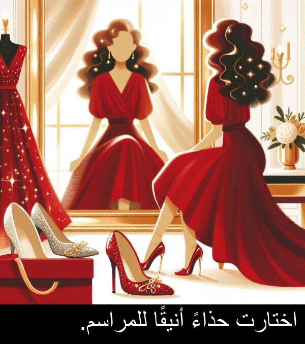 اختارت: اختارت حذاءً أنيقًا للمراسم.