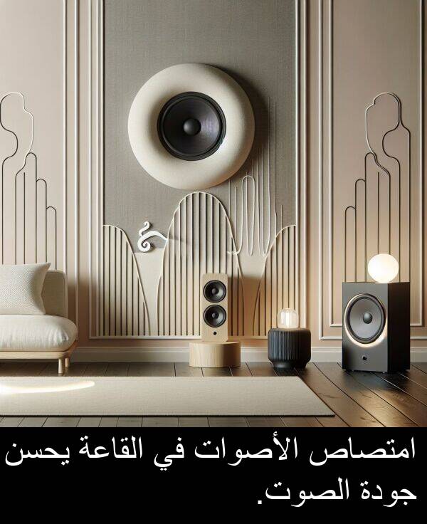 يحسن: امتصاص الأصوات في القاعة يحسن جودة الصوت.