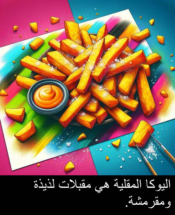لذيذة: اليوكا المقلية هي مقبلات لذيذة ومقرمشة.