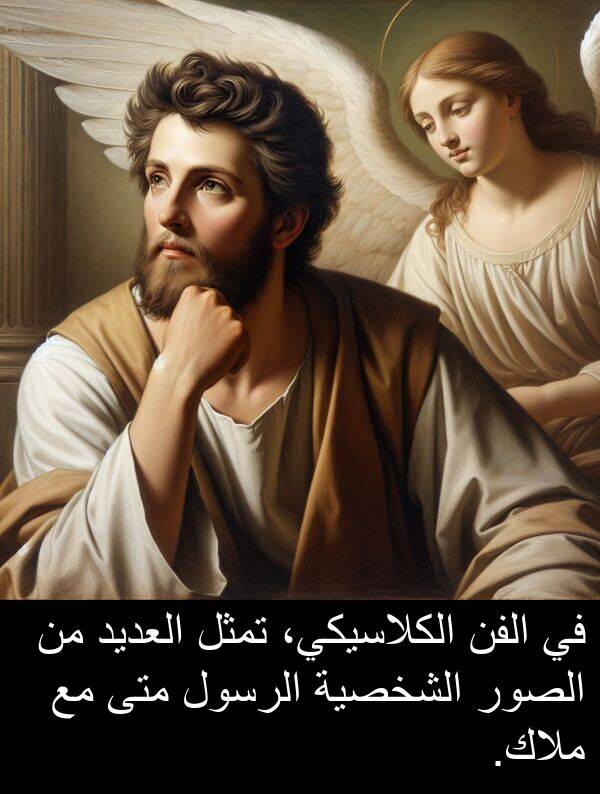 الصور: في الفن الكلاسيكي، تمثل العديد من الصور الشخصية الرسول متى مع ملاك.