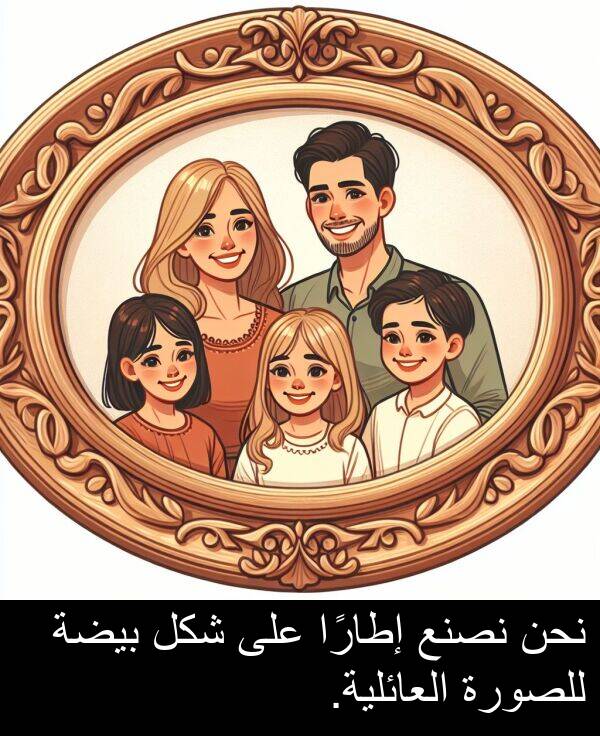 إطارًا: نحن نصنع إطارًا على شكل بيضة للصورة العائلية.