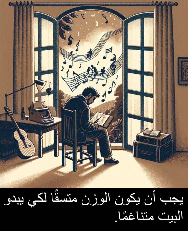 يبدو: يجب أن يكون الوزن متسقًا لكي يبدو البيت متناغمًا.