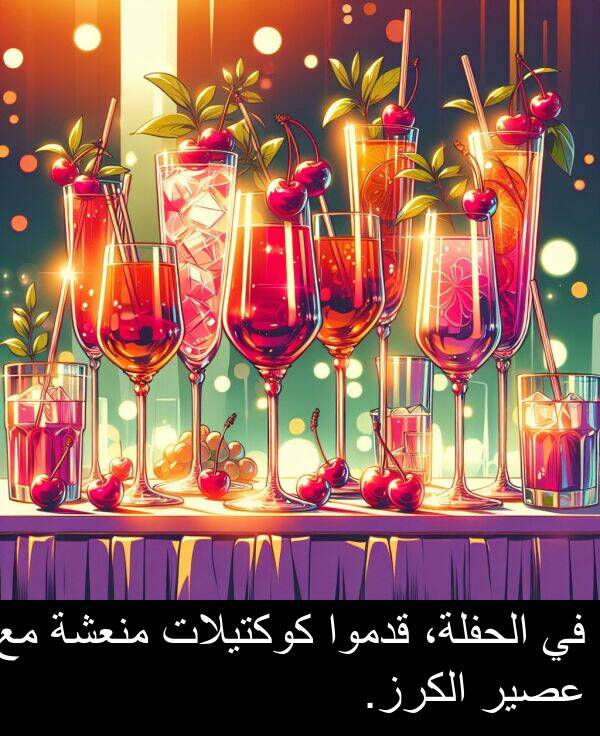 كوكتيلات: في الحفلة، قدموا كوكتيلات منعشة مع عصير الكرز.