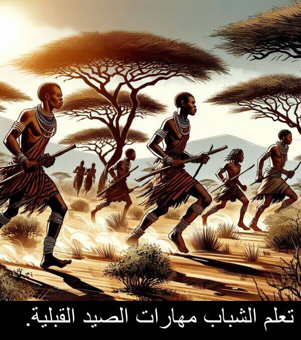 القبلية: تعلم الشباب مهارات الصيد القبلية.