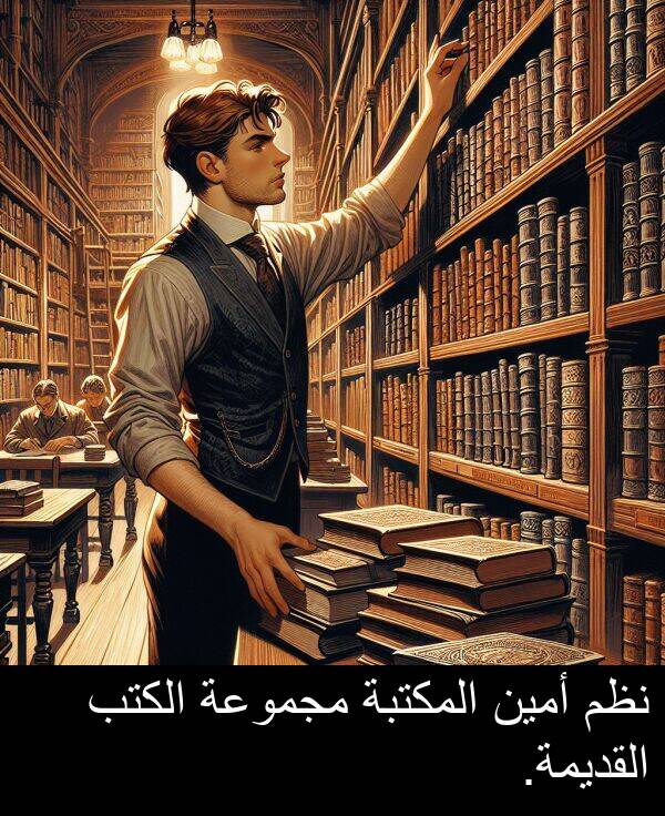 أمين: نظم أمين المكتبة مجموعة الكتب القديمة.