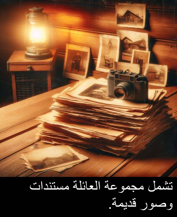 وصور: تشمل مجموعة العائلة مستندات وصور قديمة.