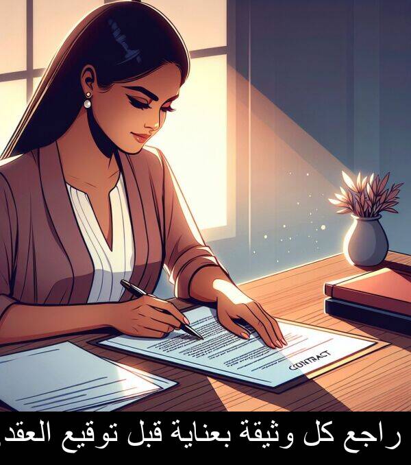 راجع: راجع كل وثيقة بعناية قبل توقيع العقد.