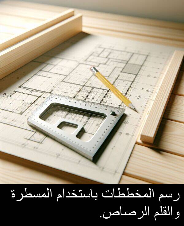 رسم: رسم المخططات باستخدام المسطرة والقلم الرصاص.