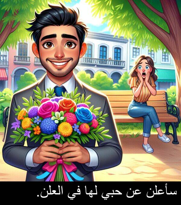 سأعلن: سأعلن عن حبي لها في العلن.
