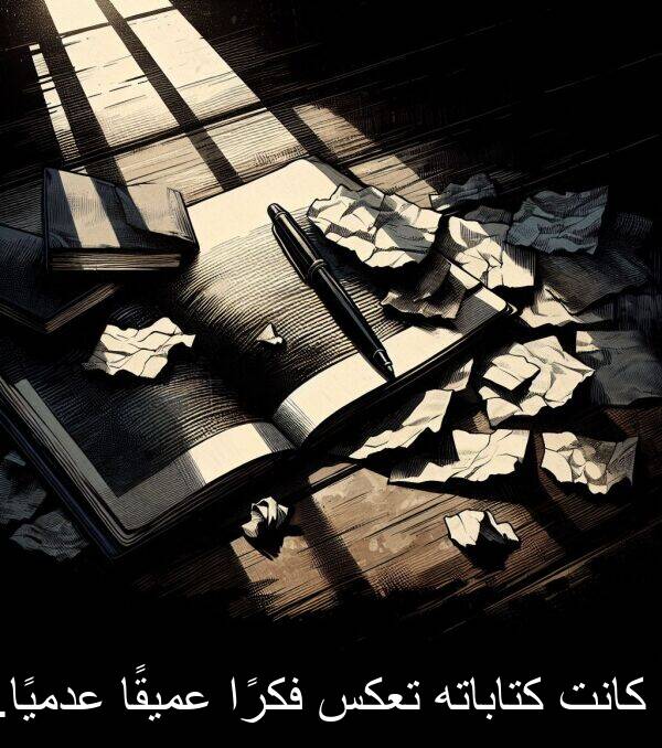 عميقًا: كانت كتاباته تعكس فكرًا عميقًا عدميًا.