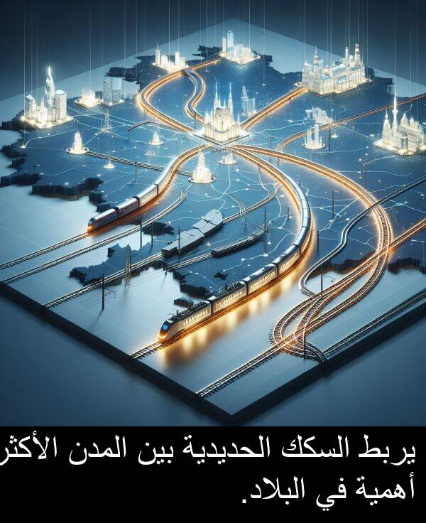 يربط: يربط السكك الحديدية بين المدن الأكثر أهمية في البلاد.
