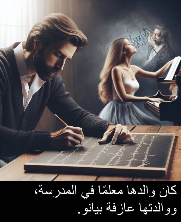 عازفة: كان والدها معلمًا في المدرسة، ووالدتها عازفة بيانو.